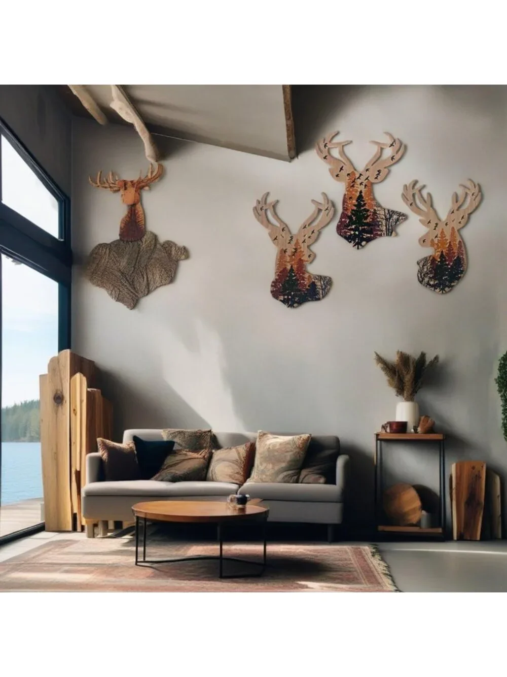 Rustic Woodland Wildlife Wall Decor - 3 Pack Animal Hanging Art for Cottage Home